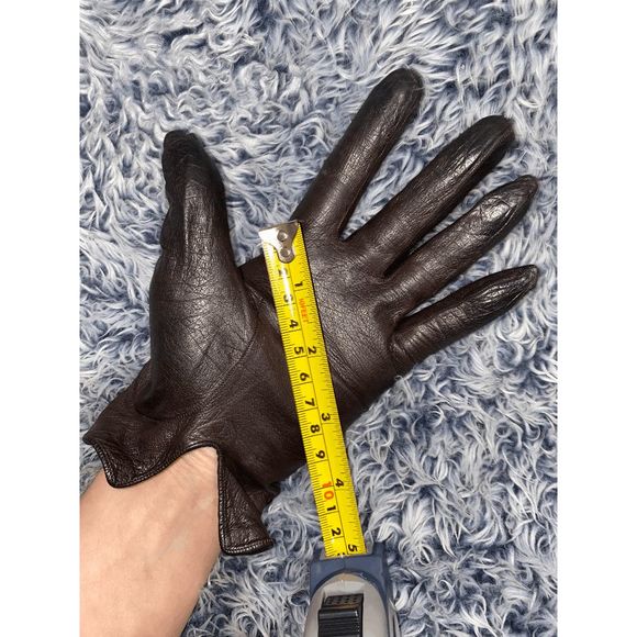 CHRISTIAN DIOR VIntage Chevrosu Dark Brown Butter Soft Leather Gloves Size 7.5 - Picture 7 of 11